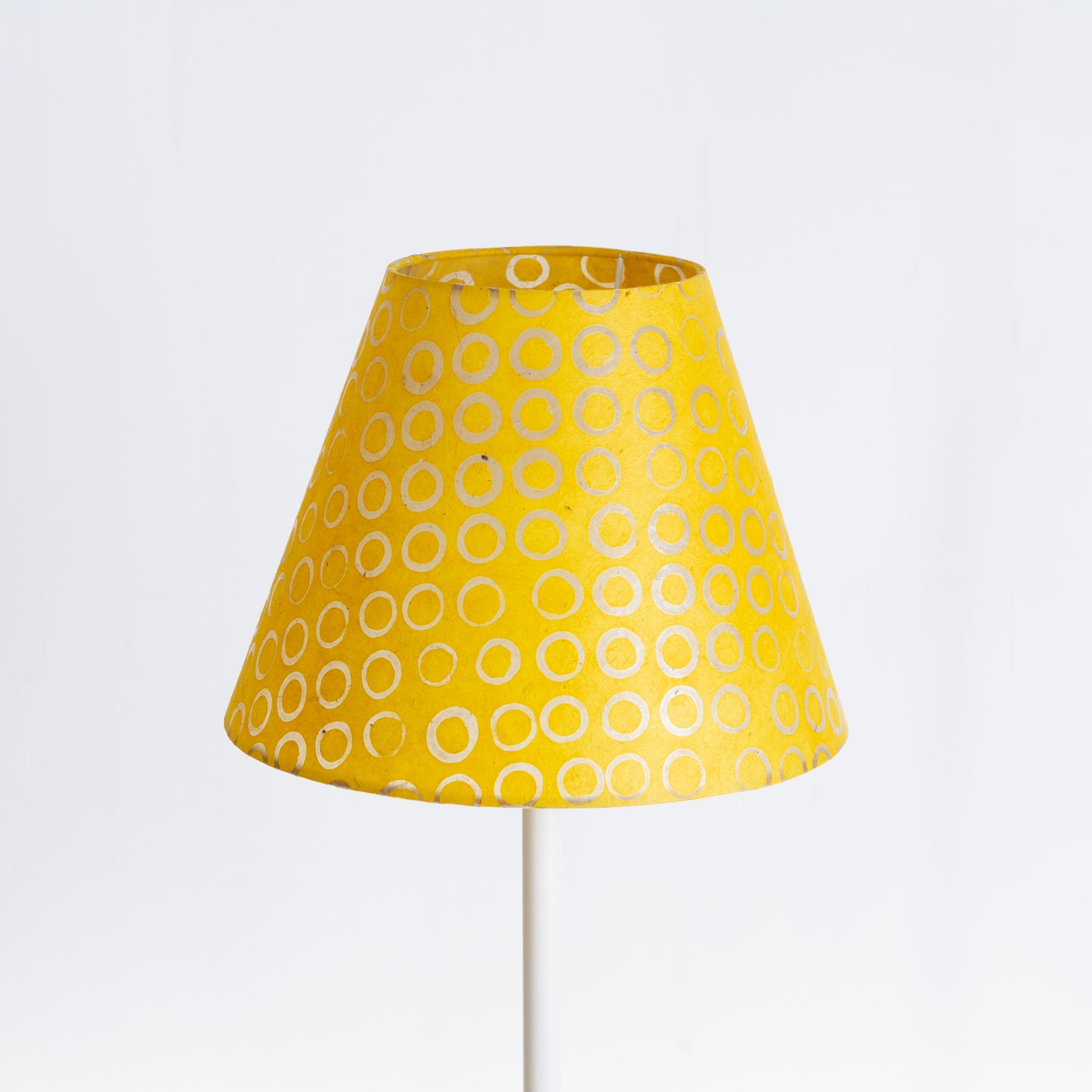 Conical Lamp Shade P71 - Batik Yellow Circles, 15cm(top) x 30cm(bottom) x 22cm(height)