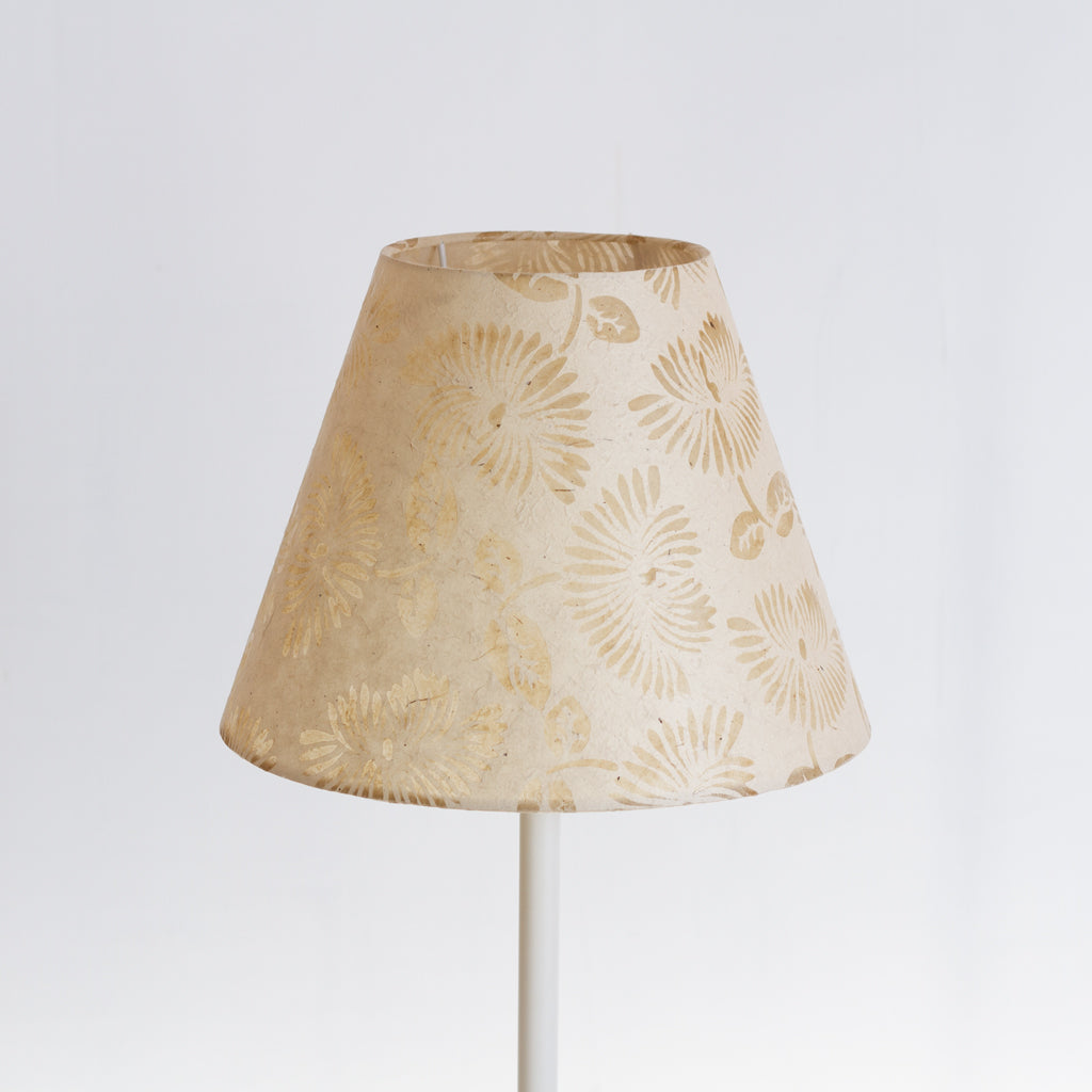 Conical Lamp Shade P09 - Batik Peony on Natural, 15cm(top) x 30cm(bottom) x 22cm(height)