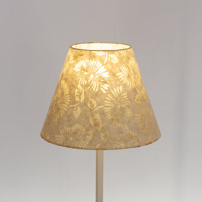 Conical Lamp Shade P09 - Batik Peony on Natural, 15cm(top) x 30cm(bottom) x 22cm(height)