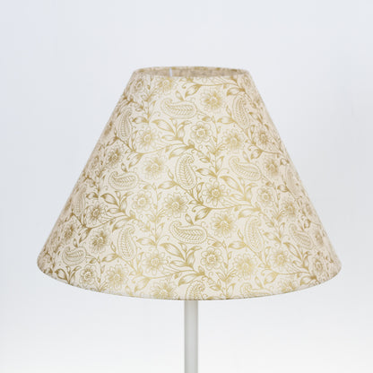 Conical Lamp Shade P69 - Garden Gold on Natural, 15cm(top) x 40cm(bottom) x 25cm(height)