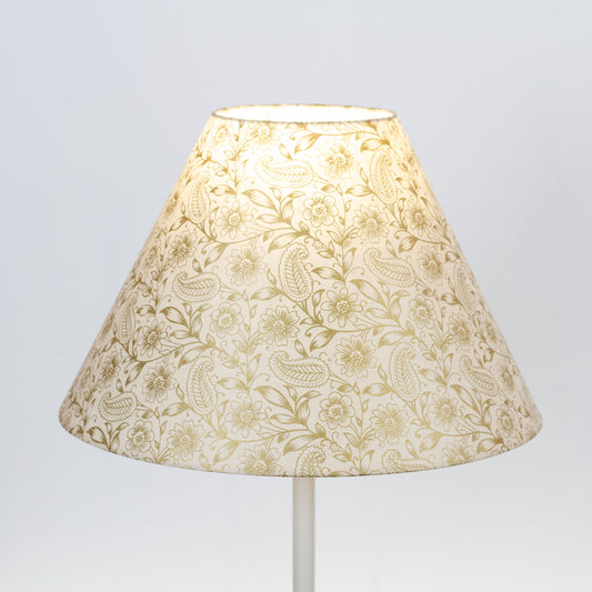 Conical Lamp Shade P69 - Garden Gold on Natural, 15cm(top) x 40cm(bottom) x 25cm(height)