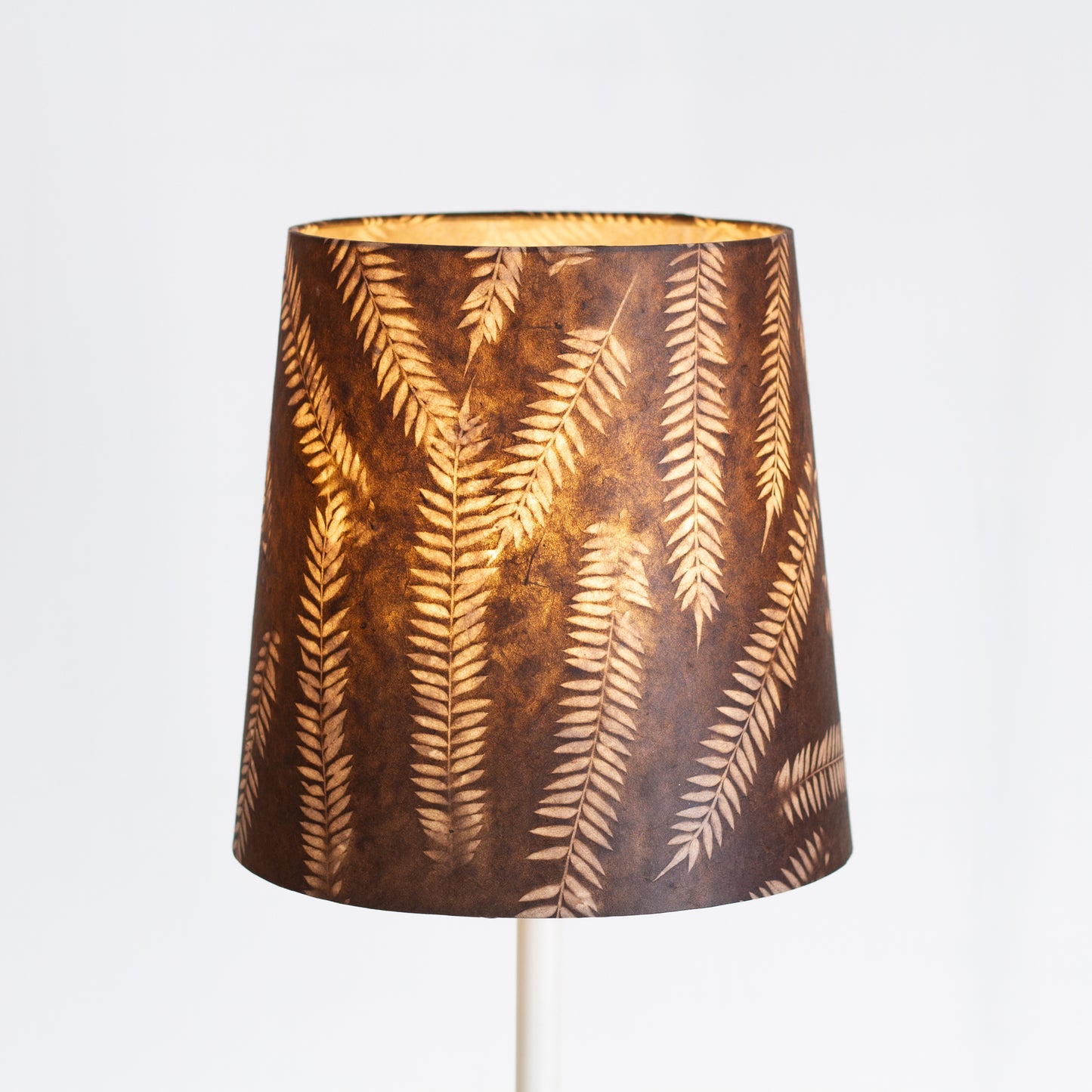 Conical Lamp Shade P26 - Resistance Dyed Brown Fern, 20cm(top) x 25cm(bottom) x 25cm(height)