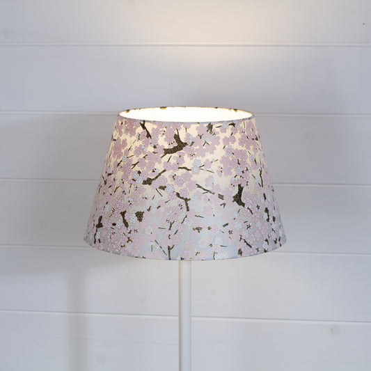 Conical Lamp Shade W02 ~ Pink Cherry Blossom on Grey, 20cm(top) x 30cm(bottom) x 18.5cm(height)