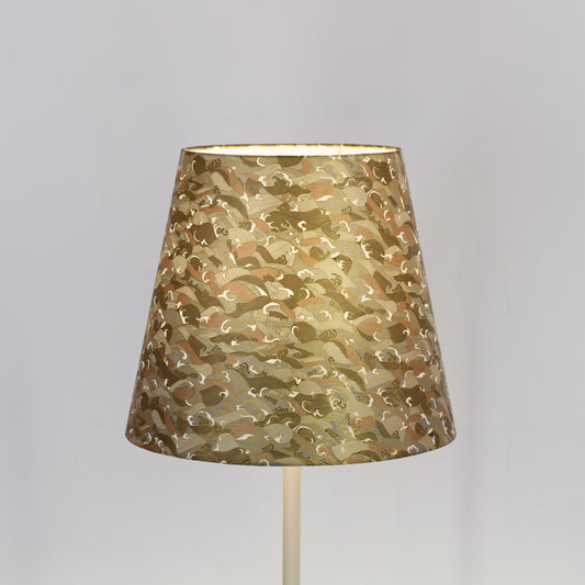Conical Lamp Shade W03 - Gold Waves on Greys, 23cm(top) x 35cm(bottom) x 31cm(height)