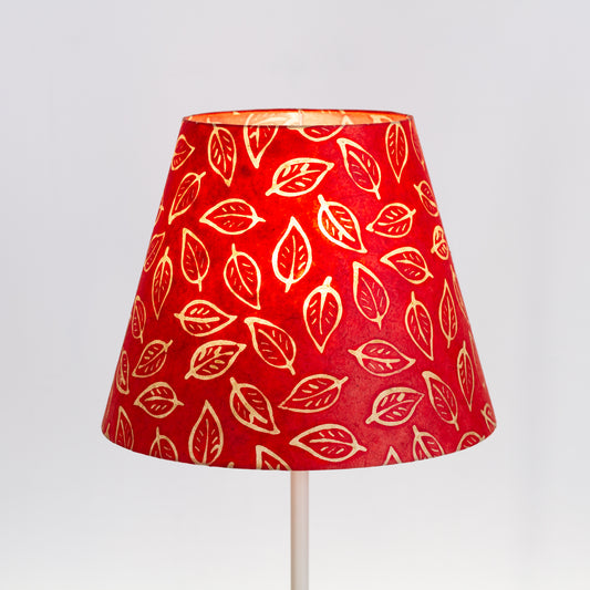 Conical Lamp Shade P30 - Batik Leaf on Red, 23cm(top) x 40cm(bottom) x 31cm(height)