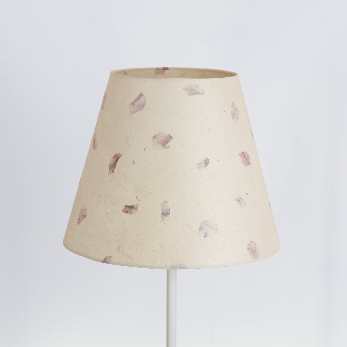 Conical Lamp Shade P33 - Rose Petals on Natural Lokta, 23cm(top) x 40cm(bottom) x 31cm(height)