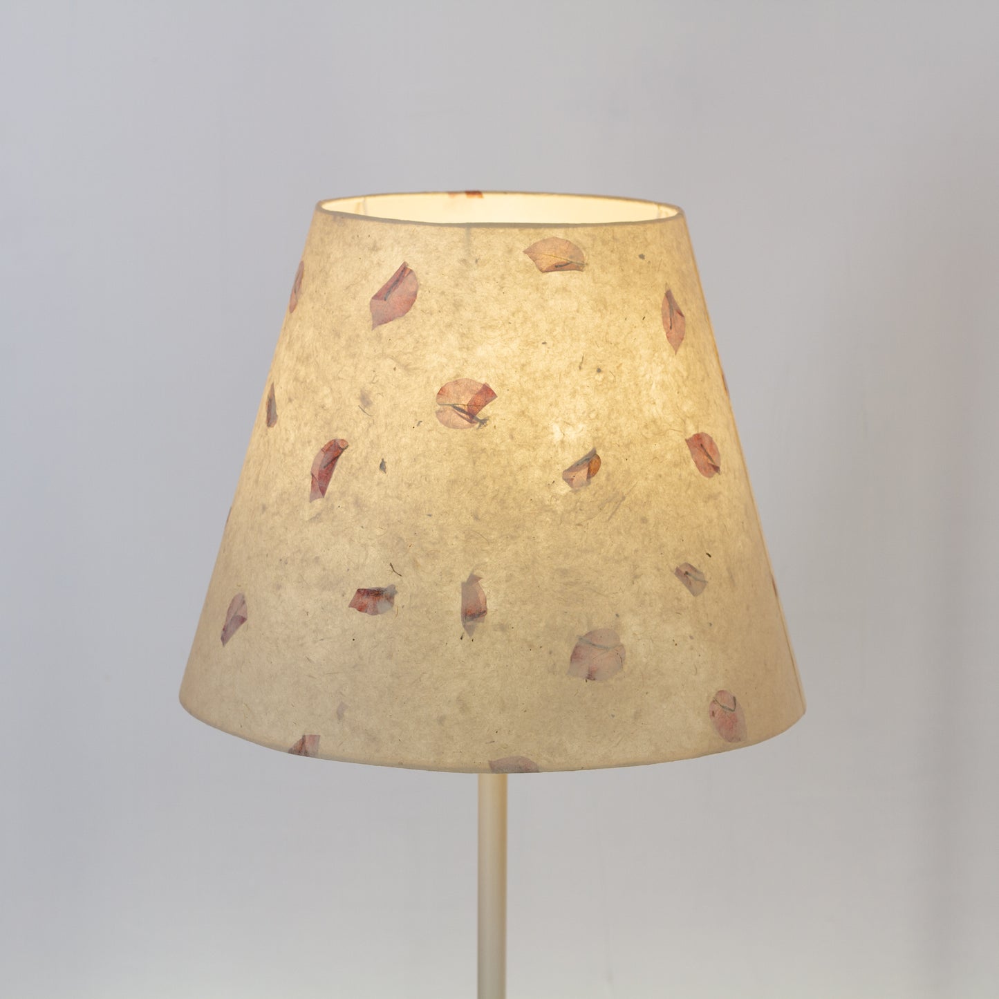 Conical Lamp Shade P33 - Rose Petals on Natural Lokta, 23cm(top) x 40cm(bottom) x 31cm(height)