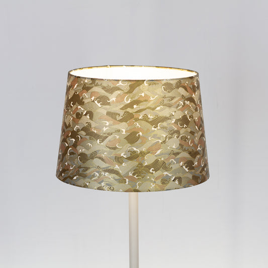 Conical Lamp Shade - W03 ~ Gold Waves on Greys, 25cm(top) x 30cm(bottom) x 20cm(height)