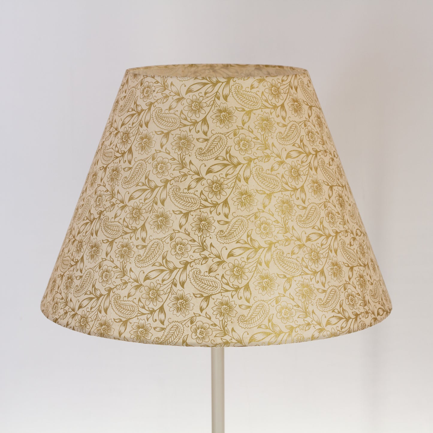 Conical Lamp Shade P69 - Garden Gold on Natural, 25cm(top) x 50cm(bottom) x 33cm(height)