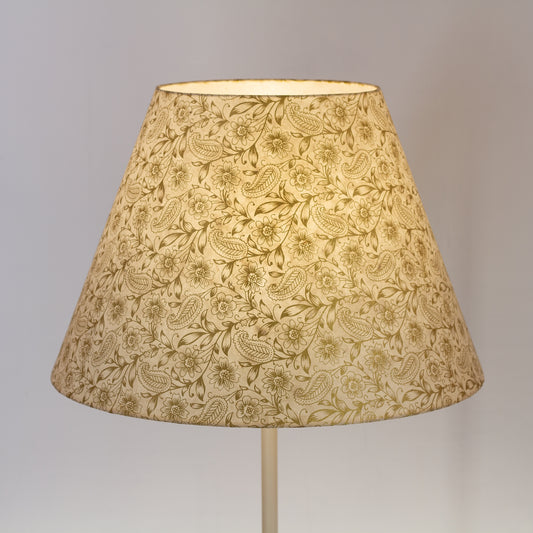 Conical Lamp Shade P69 - Garden Gold on Natural, 25cm(top) x 50cm(bottom) x 33cm(height)
