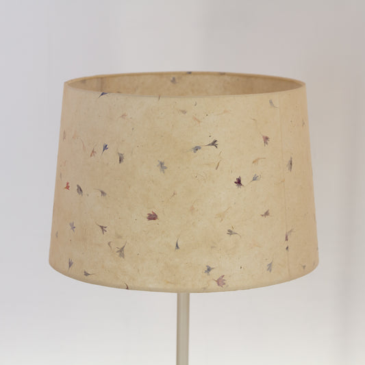 Conical Lamp Shade P34 - Cornflower Petals on Natural Lokta, 35cm(top) x 40cm(bottom) x 26cm(height)