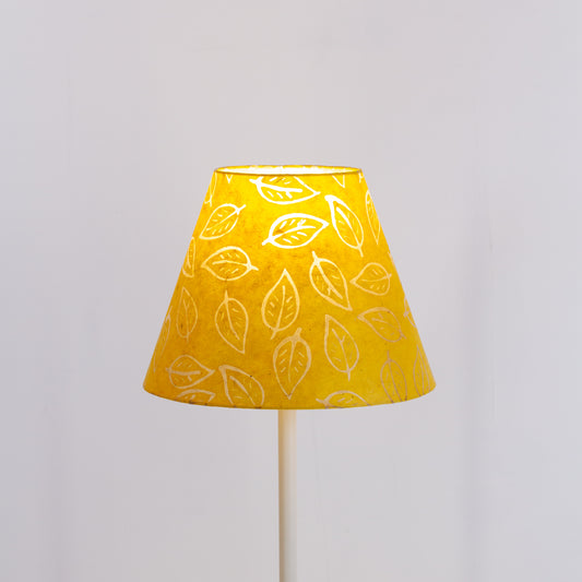 Conical Lamp Shade B107 ~ Batik Leaf Yellow, 15cm(top) x 30cm(bottom) x 22cm(height)