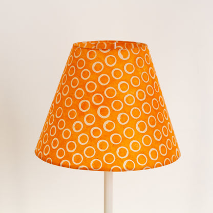 Conical Lamp Shade P03 - Batik Orange Circles, 15cm(top) x 30cm(bottom) x 22cm(height)
