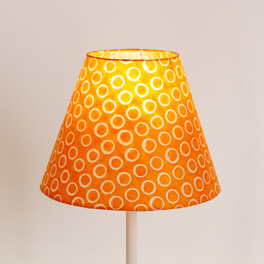 Conical Lamp Shade P03 - Batik Orange Circles, 15cm(top) x 30cm(bottom) x 22cm(height)
