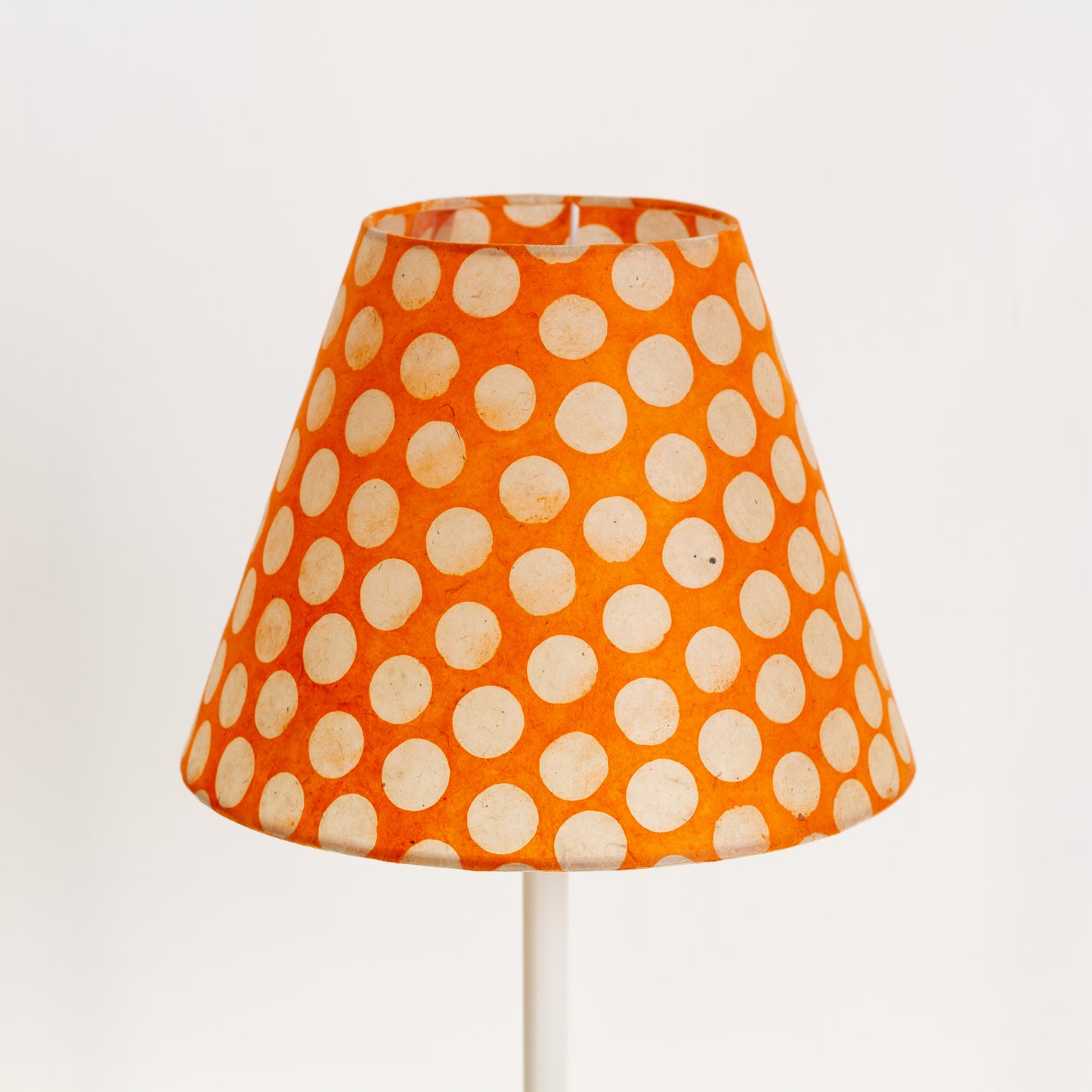 Conical Lamp Shade B110 ~ Batik Dots on Orange, 15cm(top) x 30cm(bottom) x 22cm(height)