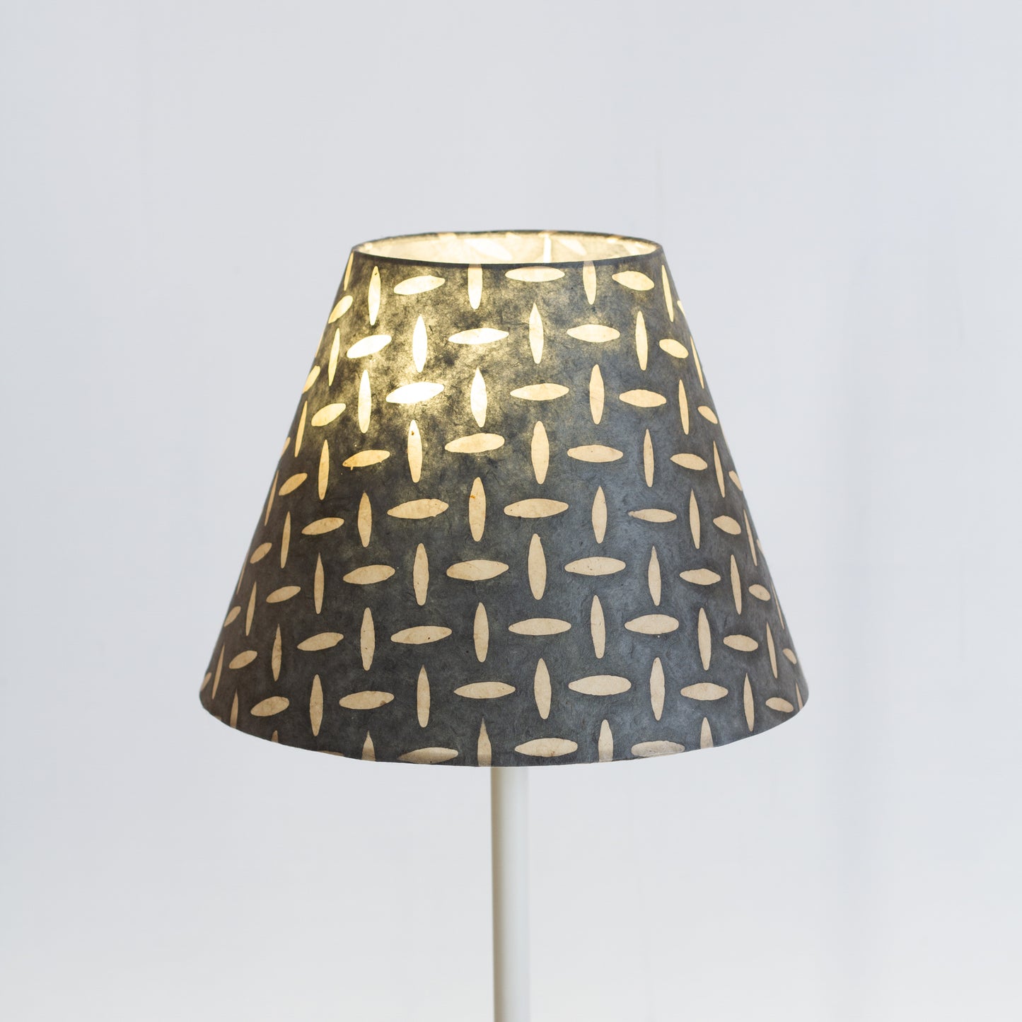Conical Lamp Shade P88 ~ Batik Tread Plate Grey, 15cm(top) x 30cm(bottom) x 22cm(height)