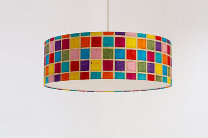 Drum Lamp Shade - P01 - Batik Multi Square, 60cm(d) x 20cm(h)