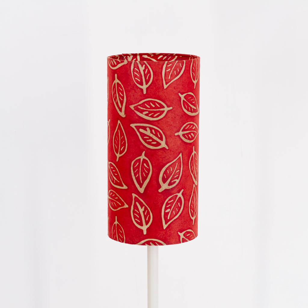 Drum Lamp Shade - P30 ~ Batik Leaf on Red, 15cm(diameter)