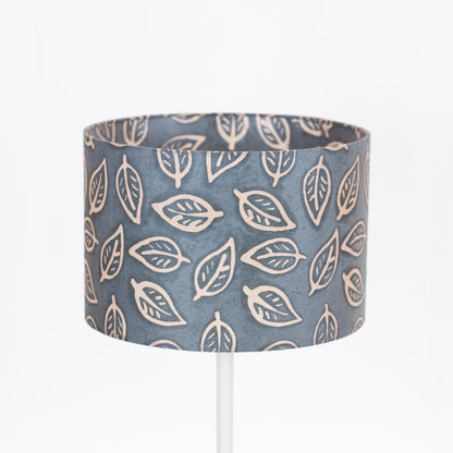 Drum Lamp Shade - B124 ~ Batik Leaf Grey, 30cm(d) x 20cm(h)