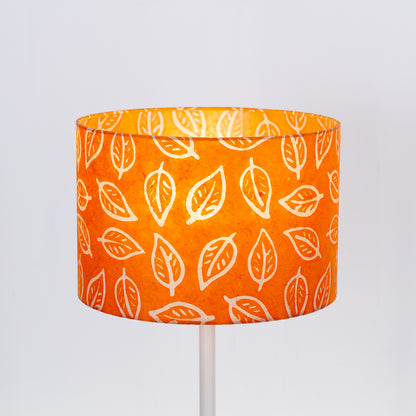 Drum Lamp Shade - B123 ~ Batik Leaf Orange, 30cm(d) x 20cm(h)