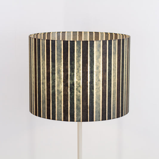 Drum Lamp Shade - P08 - Batik Stripes Grey, 40cm(d) x 30cm(h)