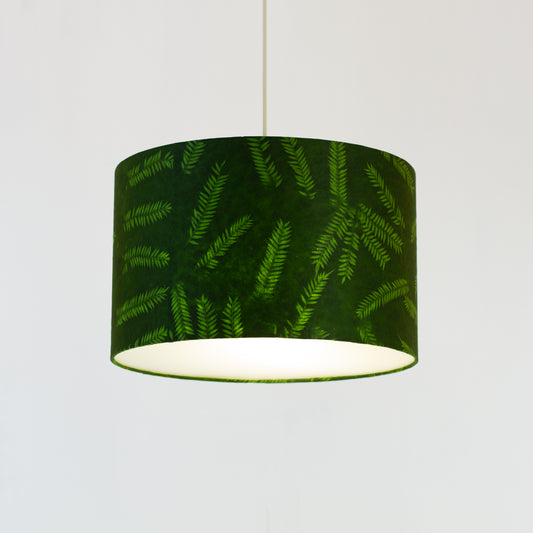 Drum Lamp Shade - P27 - Resistance Dyed Green Fern, 40cm(d) x 25cm(h)