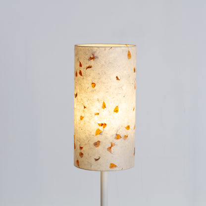 Drum Lamp Shade - P32 ~ Marigold Petals on Natural Lokta, 15cm(diameter)