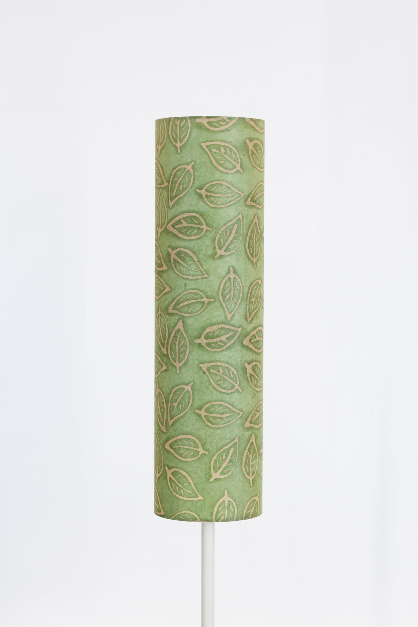 Drum Lamp Shade - P29 - Batik Leaf on Green, 15cm(diameter) x 55cm(h)
