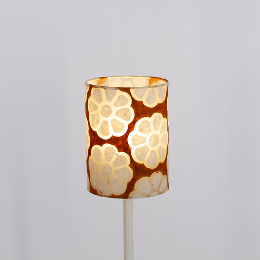 Drum Lamp Shade - P20 ~ Batik Big Flower on Brown, 15cm(diameter)
