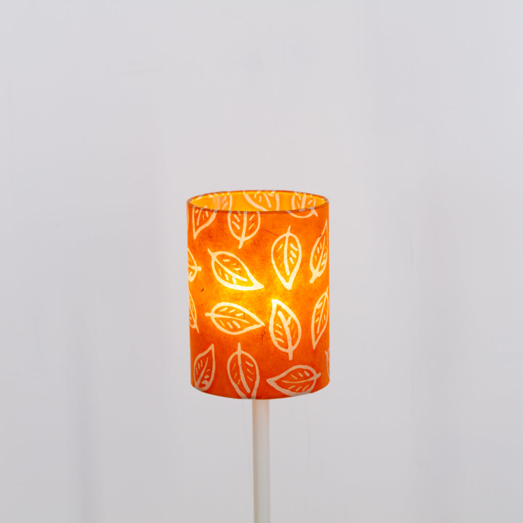 Drum Lamp Shade - B123 ~ Batik Leaf Orange, 15cm(diameter)