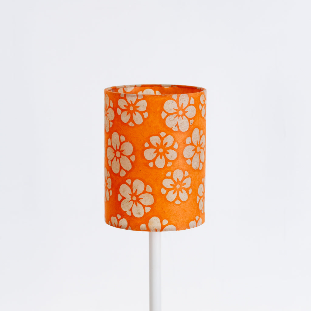 Drum Lamp Shade - P94 ~ Batik Star Flower on Orange, 15cm(diameter)
