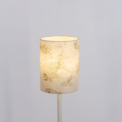Drum Lamp Shade - P40 ~ Gold Fish Screen Print on Natural Lokta, 15cm(diameter)