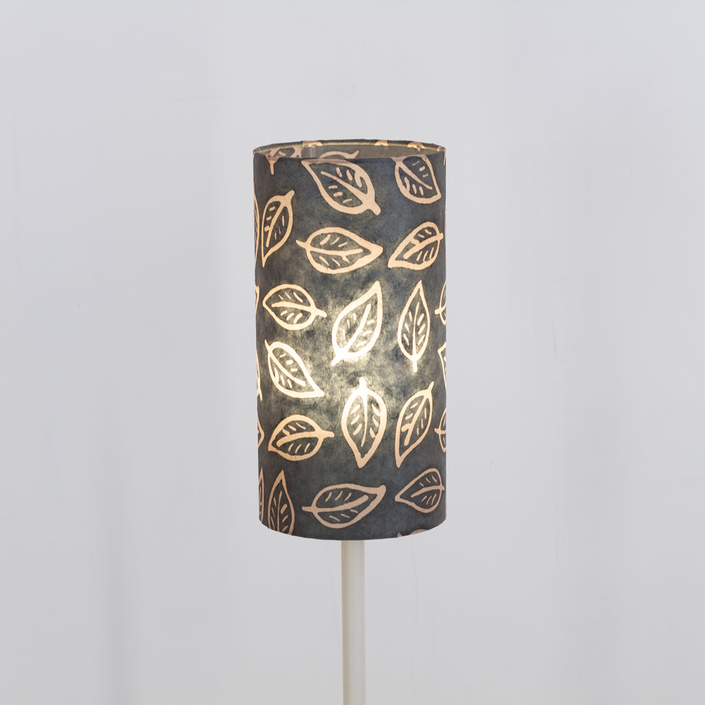 Drum Lamp Shade - B124 ~ Batik Leaf Grey, 15cm(diameter)