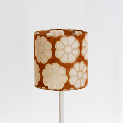 Drum Lamp Shade - P20 - Batik Big Flower on Brown, 20cm(d) x 20cm(h)