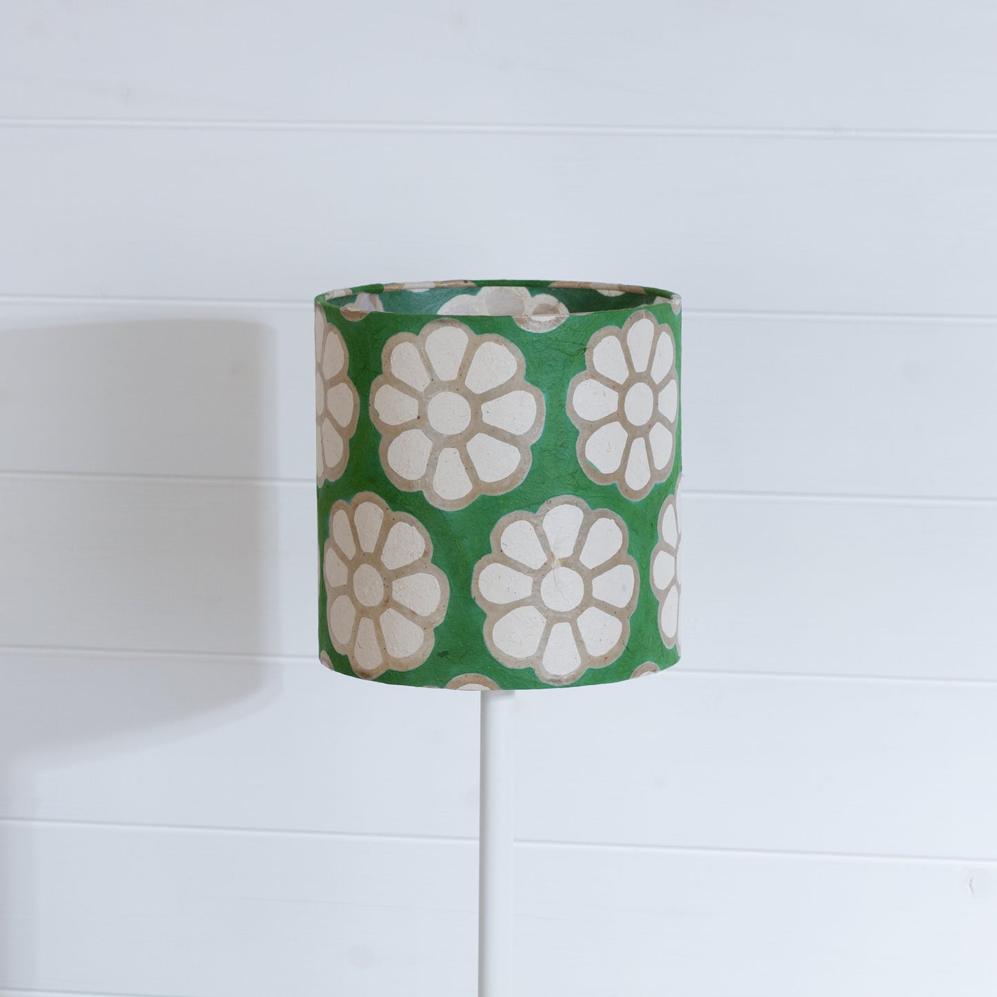 Drum Lamp Shade - B127 ~ Batik Big Flower Green, 20cm(d) x 20cm(h)