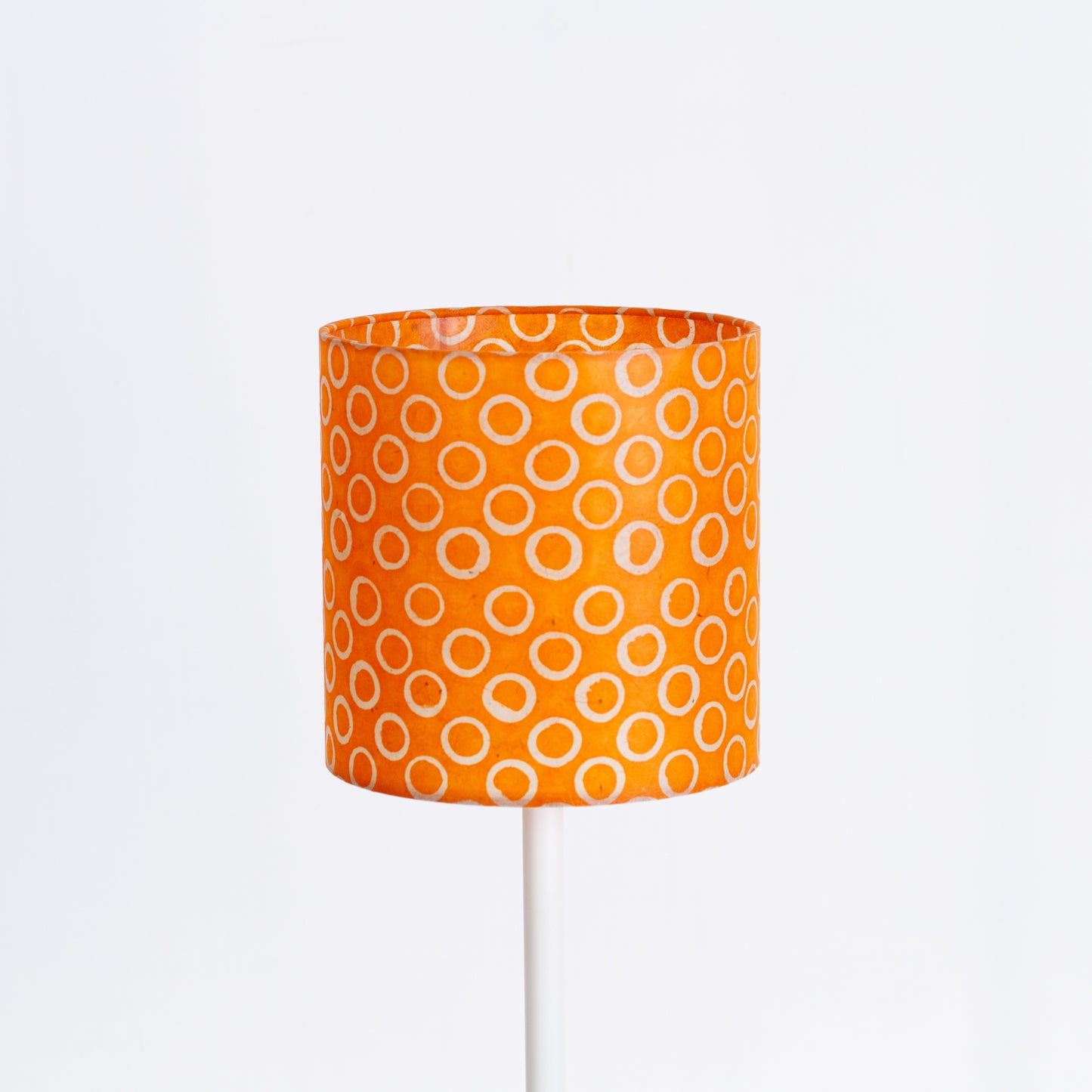 Drum Lamp Shade - P03 - Batik Orange Circles, 20cm(d) x 20cm(h)
