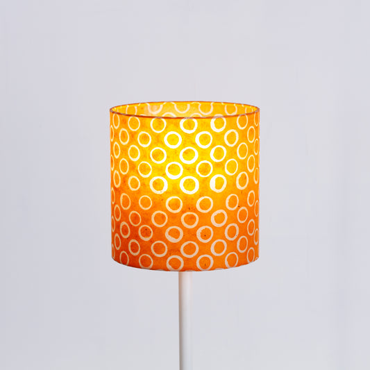Drum Lamp Shade - P03 - Batik Orange Circles, 20cm(d) x 20cm(h)