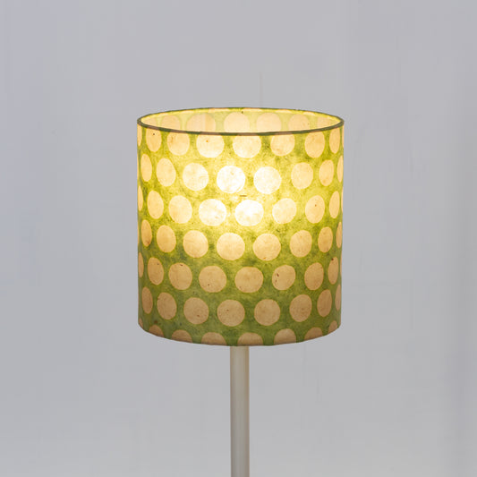 Drum Lamp Shade - P87 ~ Batik Dots on Green, 20cm(d) x 20cm(h)