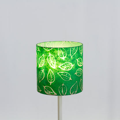Drum Lamp Shade - B126 ~ Batik Leaf Bright Green, 20cm(d) x 20cm(h)