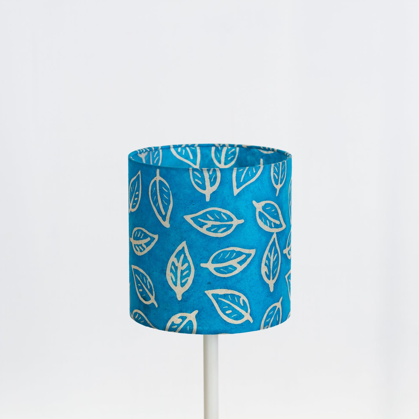 Drum Lamp Shade - B125 ~ Batik Leaf Teal, 20cm(d) x 20cm(h)