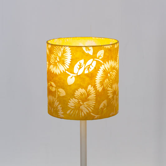 Drum Lamp Shade - B120 ~ Batik Peony Yellow, 20cm(d) x 20cm(h)