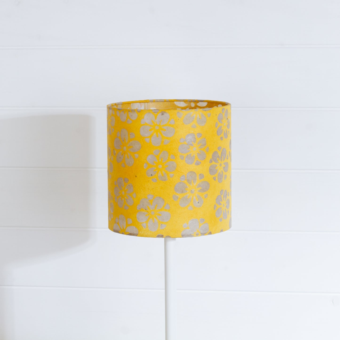 Drum Lamp Shade - B128 ~ Batik Star Flower Yellow, 20cm(d) x 20cm(h)