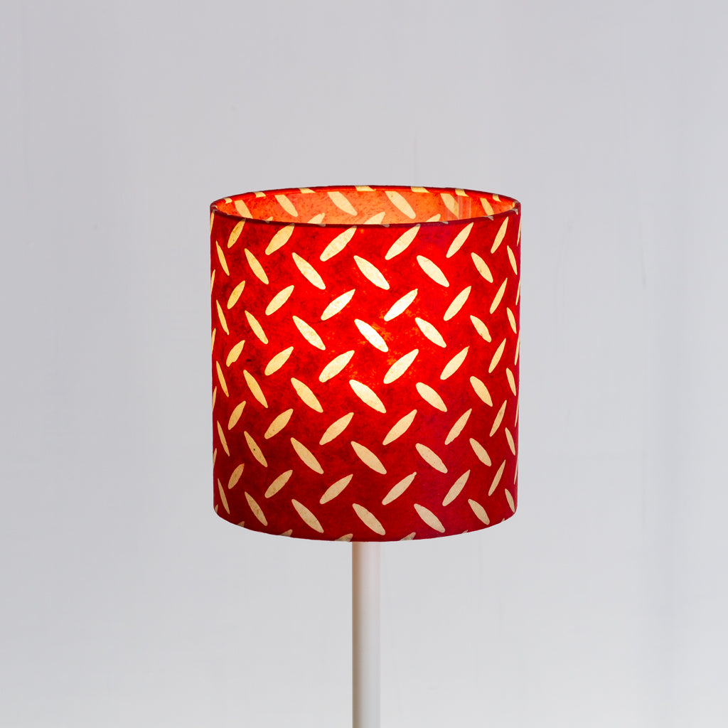Drum Lamp Shade - P90 ~ Batik Tread Plate Red, 20cm(d) x 20cm(h)