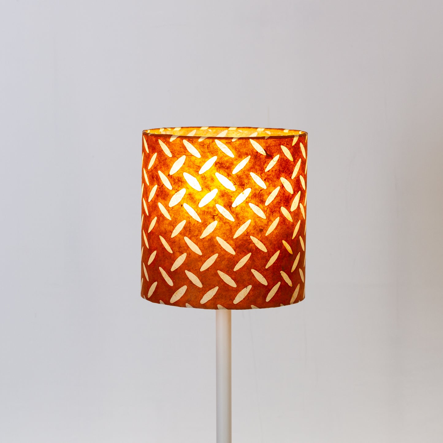 Drum Lamp Shade - P12 - Batik Tread Plate Brown, 20cm(d) x 20cm(h)