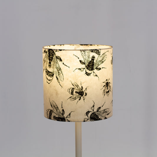 Drum Lamp Shade - P42 - Bees Screen Print on Natural Lokta, 20cm(d) x 20cm(h)