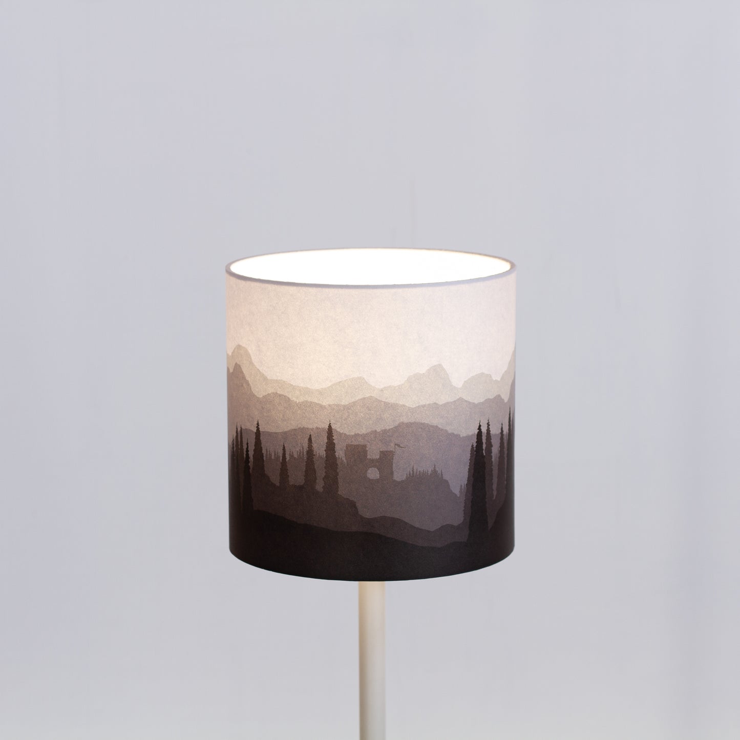 Forest Landscape Print Drum Lamp Shade 20cm(d) x 20cm(h) Grey