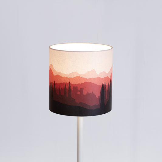 Forest Landscape Print Drum Lamp Shade 20cm(d) x 20cm(h) Red