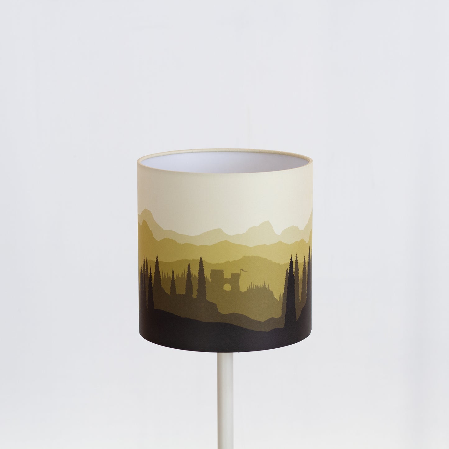 Forest Landscape Print Drum Lamp Shade 20cm(d) x 20cm(h) Yellow