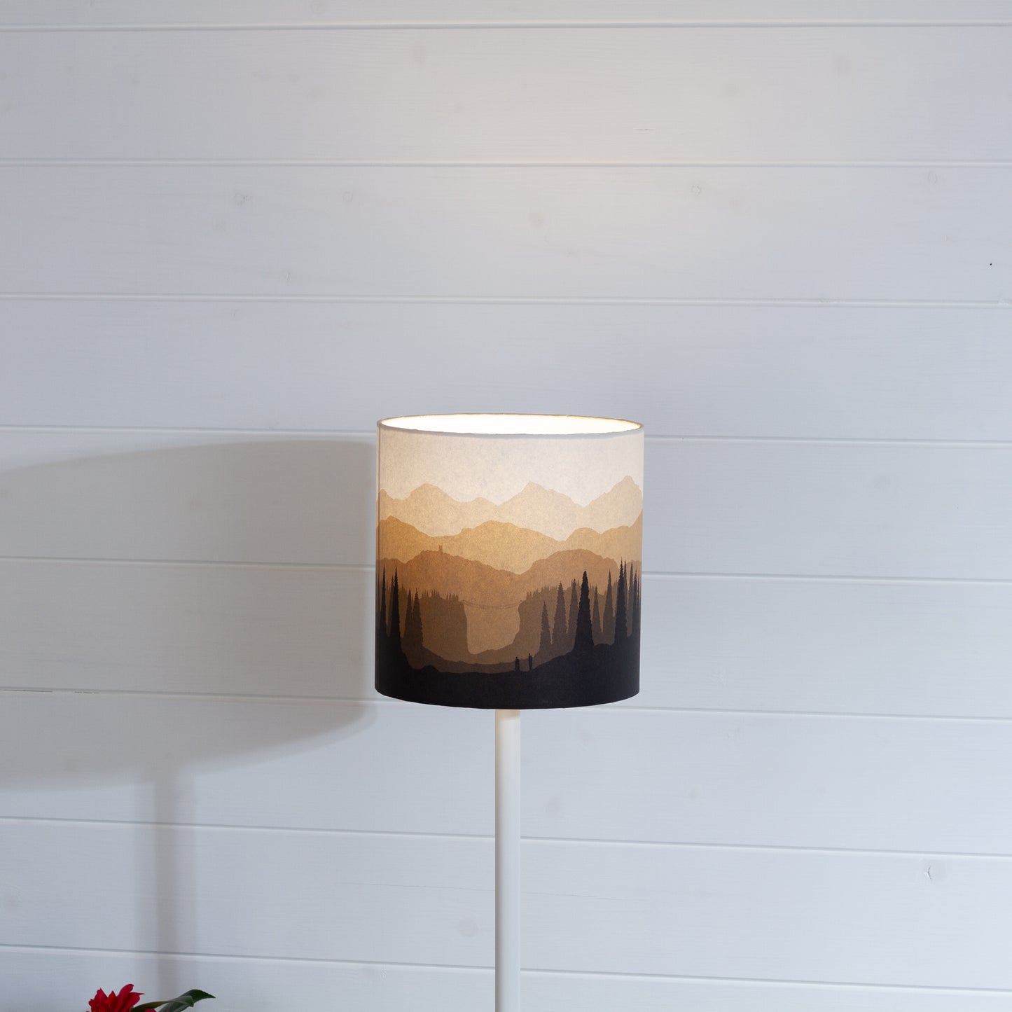 Forest Landscape Print Drum Lamp Shade 20cm(d) x 20cm(h) Brown