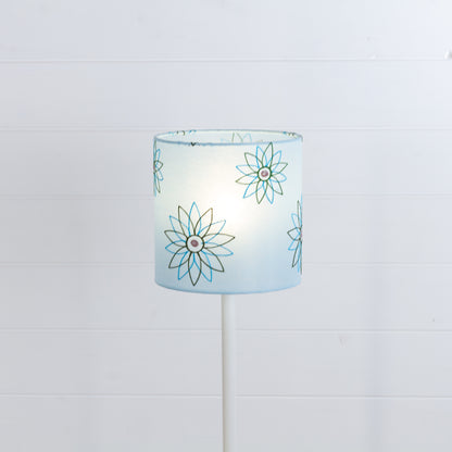 Drum Lamp Shade - P45 ~ Embroidered Aqua, 20cm(d) x 20cm(h)